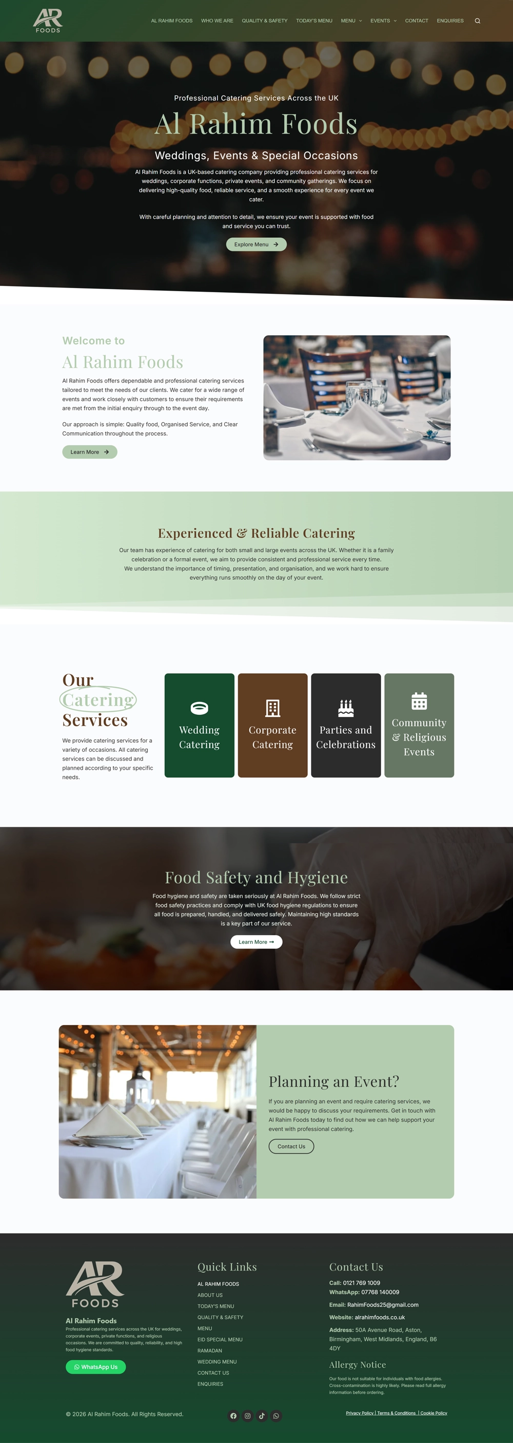 Al Rahim Foods website — homepage