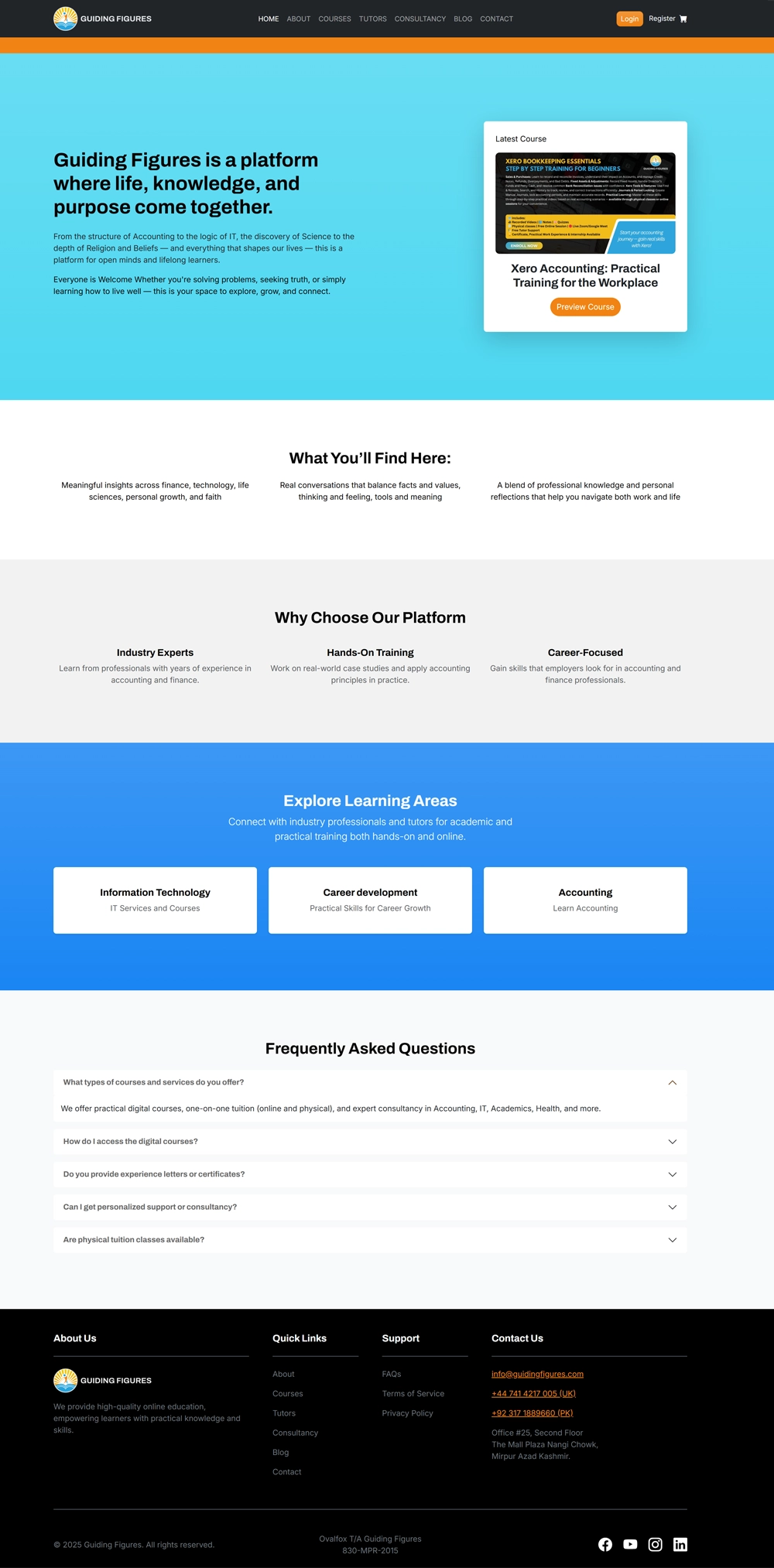 Guiding Figures learning platform — homepage