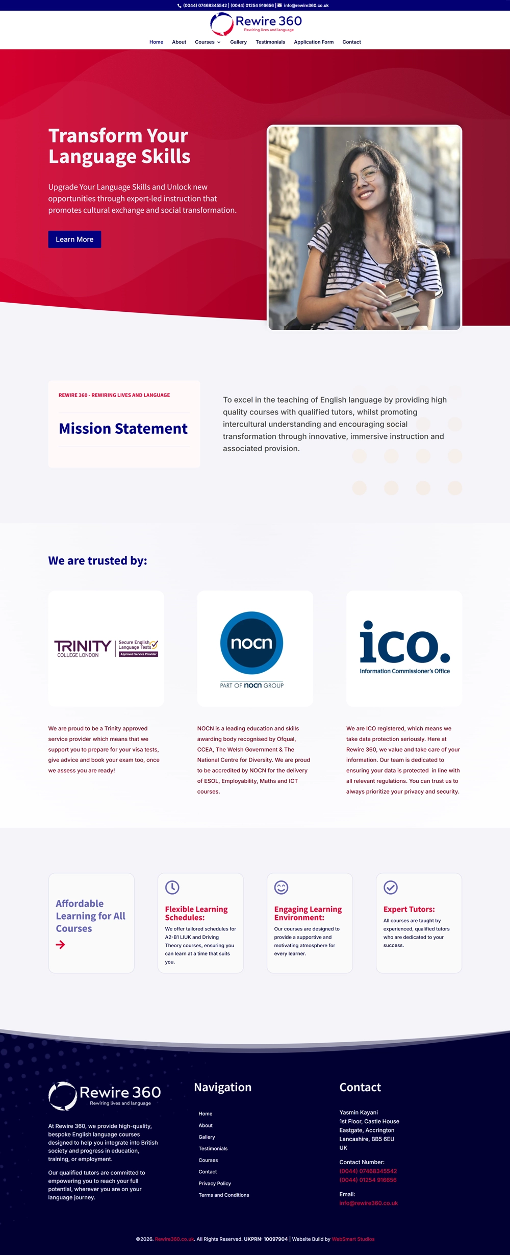 Rewire360 website — homepage